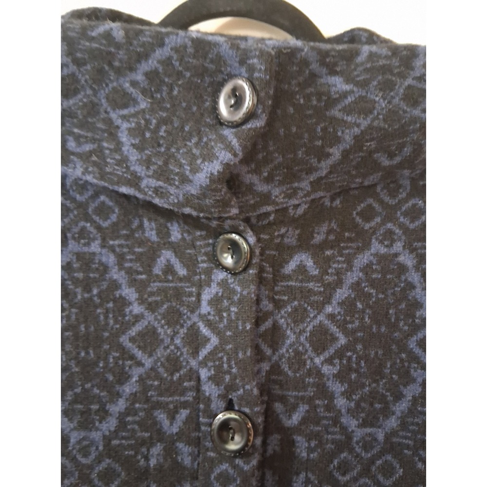 Chiaramente Womens Navy Black Wool Blend Geometric Diamond Cardigan Sweater L/XL - Picture 2 of 7